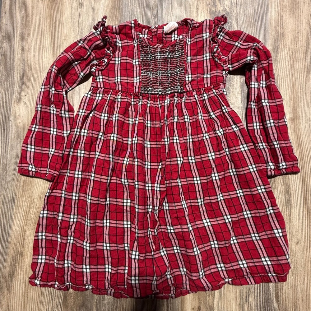 Masala Kids Dress Red Plaid Cotton Cottagecore Holiday